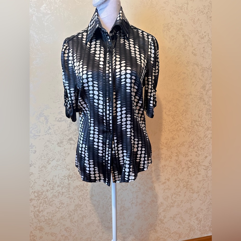 bebe Black and White Button Down Shirt